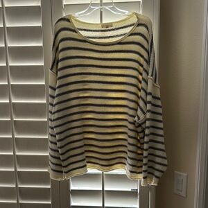 Striped Sweater in Cream and Gray